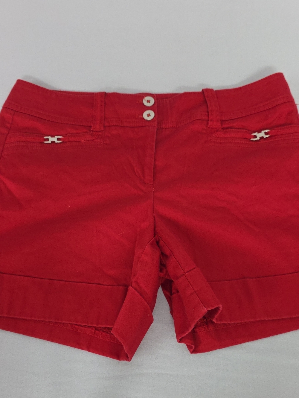 WHBM Red Cuff Stretch Pocket Shorts Size 2